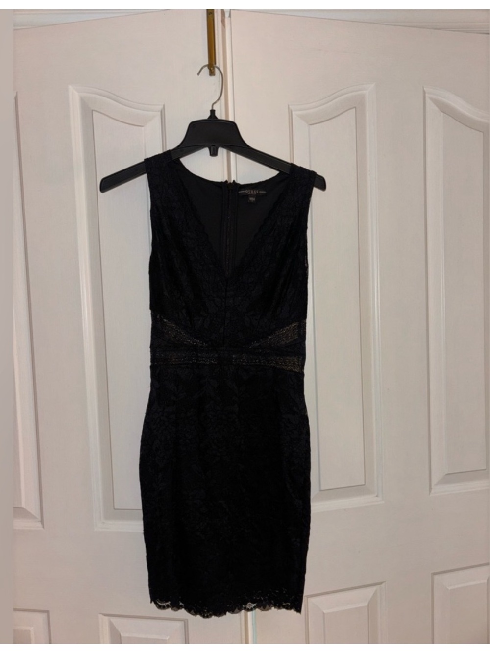 Guess Black Lace V-Neck Mini Dress